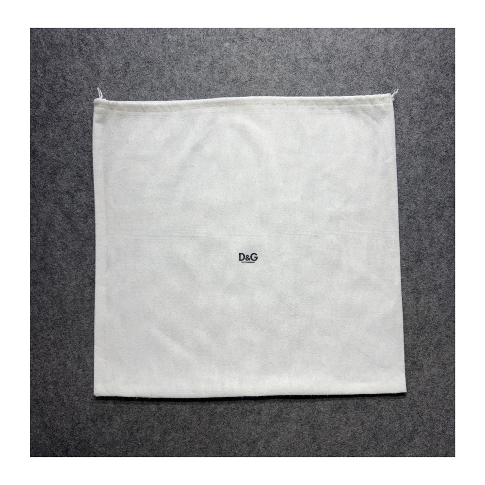 D&G Dolce & Gabbana White Cotton Logo Drawstring Dust Bag 17.5x18.5